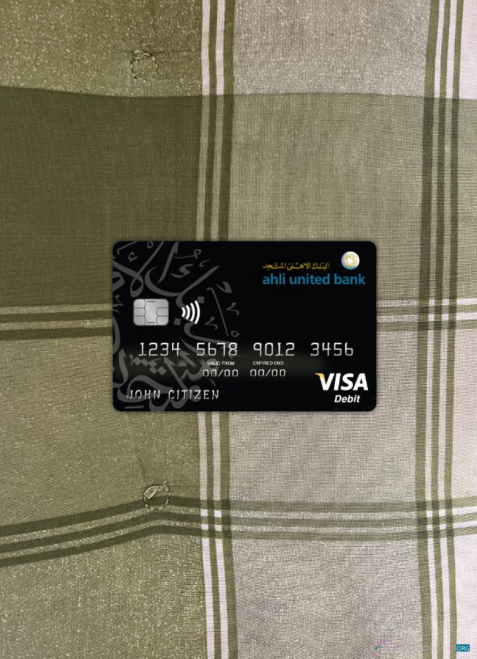 Download Bahrain Ahli United bank visa card photolook front Photoshop template